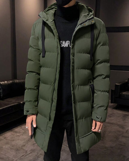 Męska długa kurtka zimowa z kapturem