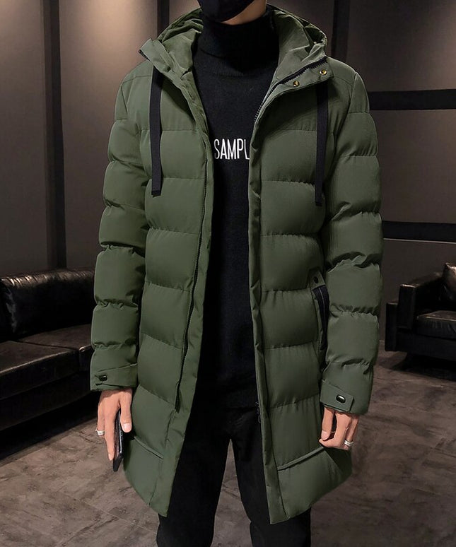 Męska długa kurtka zimowa z kapturem