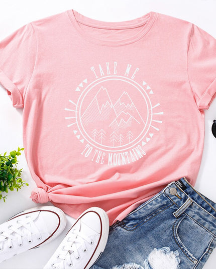 Damski T-shirt z nadrukiem z motywem gór