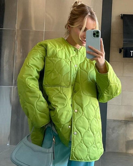 Damska kurtka zimowa pikowana z kieszonką