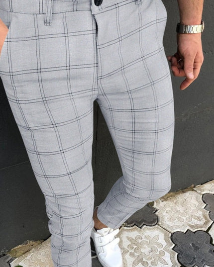 Męskie spodnie chinosy w kratkę