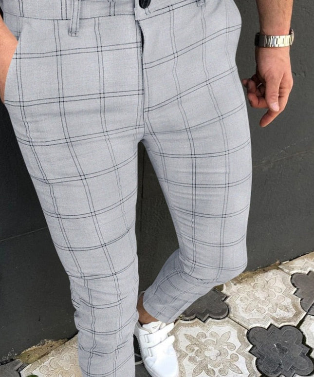 Męskie spodnie chinosy w kratkę