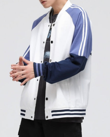 Męska kurtka przejściowa bomberka bejsbolówka z kontrastowymi rękawami