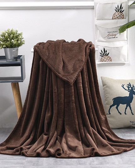 Koc zimowy ciepły z polaru w jednolitych kolorach