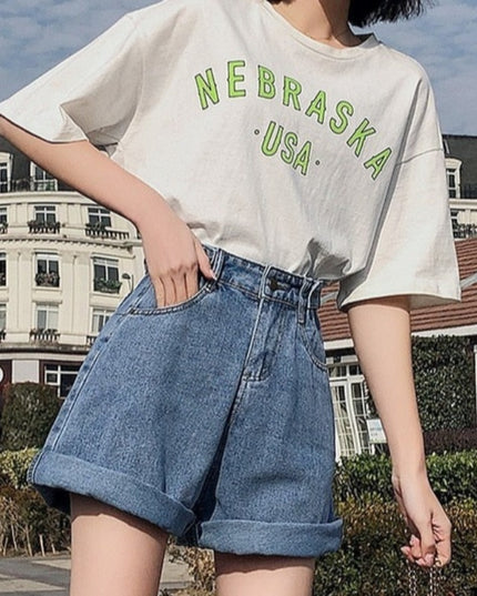 Damskie szorty Mom jeans z wysokim stanem