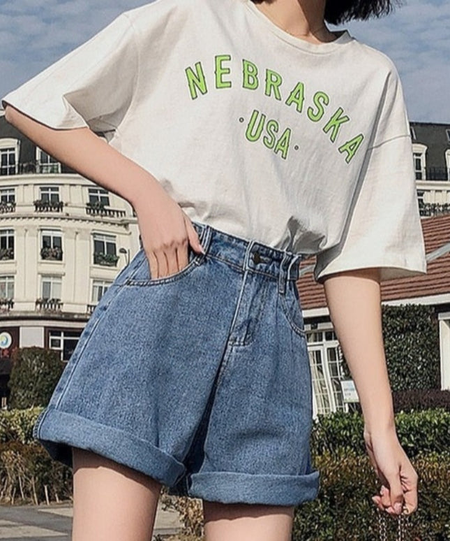 Damskie szorty Mom jeans z wysokim stanem