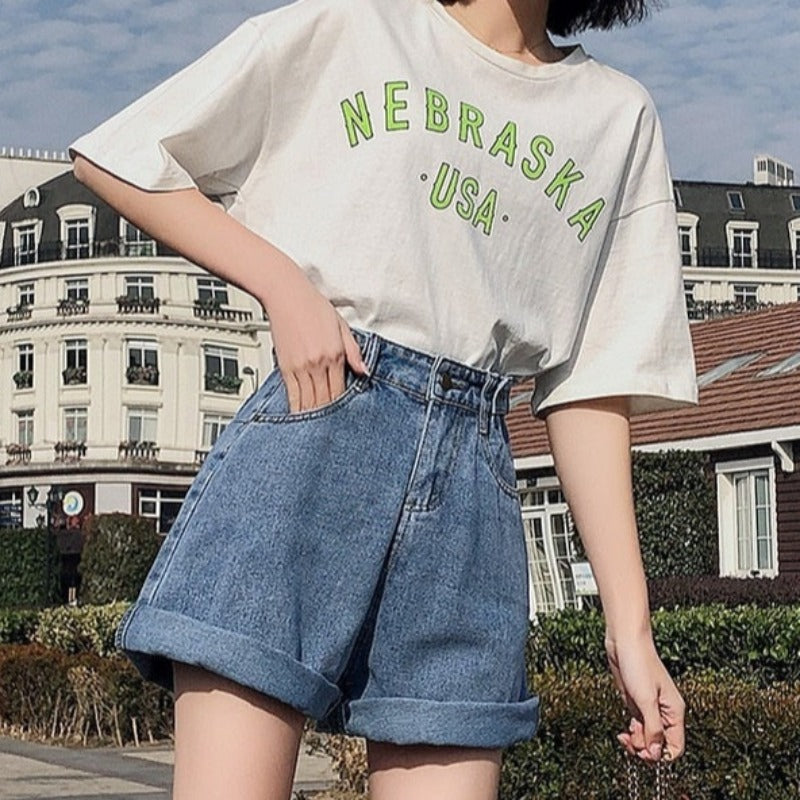 Damskie szorty Mom jeans z wysokim stanem
