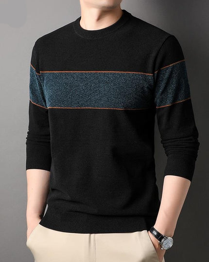 Męski sweter z dekoltem w łódkę dwukolorowy