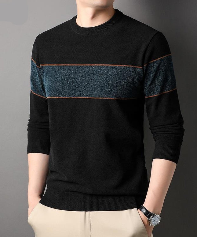 Męski sweter z dekoltem w łódkę dwukolorowy