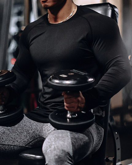 Męska koszulka z długim rękawem sportowa z paskiem na plecach