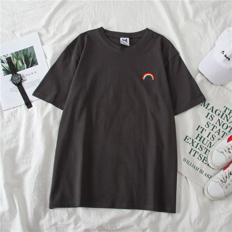 Damski T-Shirt oversize z naszywką