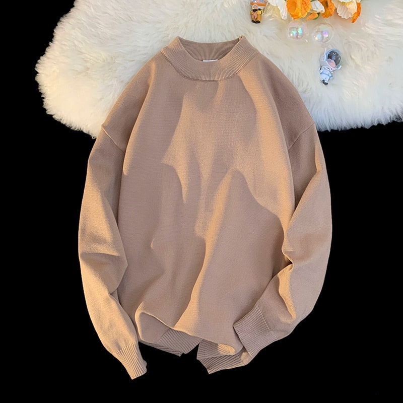 Męski sweter prążkowany z dekoltem w łódkę o kroju oversize