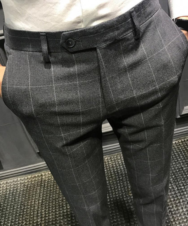 Męskie spodnie chinosy we wzór w kratkę