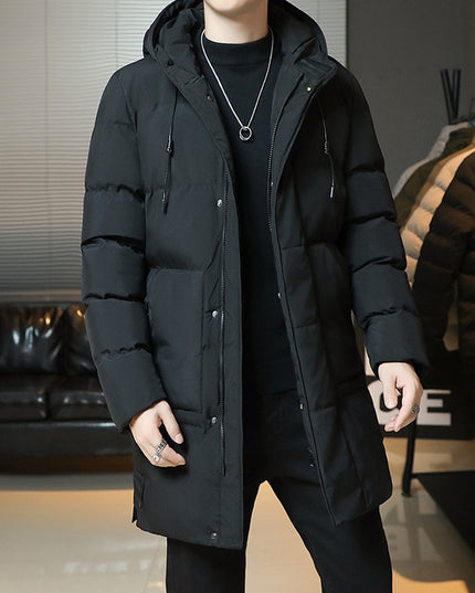 Męska kurtka zimowa długa z kapturem