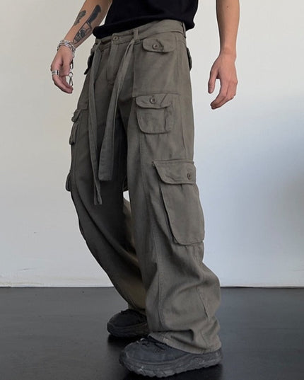 Męskie spodnie cargo z szerokimi nogawkami