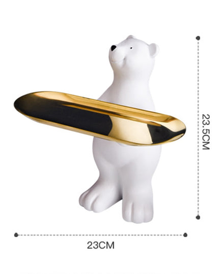 Figurka funkcjonalna biały niedźwiedź z tacą