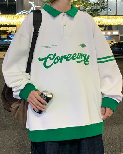 Męska bluza z kołnierzykiem a amerykańskim stylu