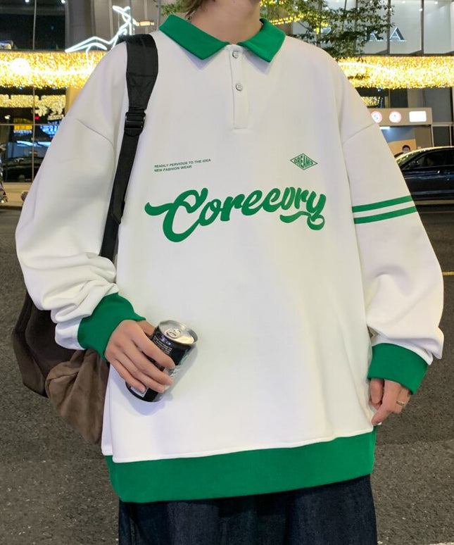 Męska bluza z kołnierzykiem a amerykańskim stylu