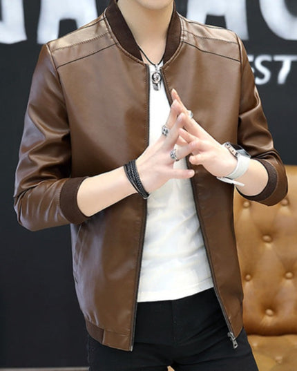 Męska kurtka przejściowa klasyczna z eko skóry