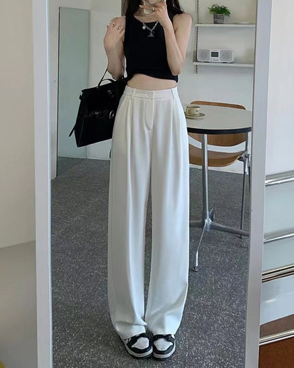 Damskie spodnie chinosy z rozszerzanymi nogawkami i marszczeniem