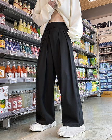 Męskie eleganckie spodnie z szerokimi nogawkami