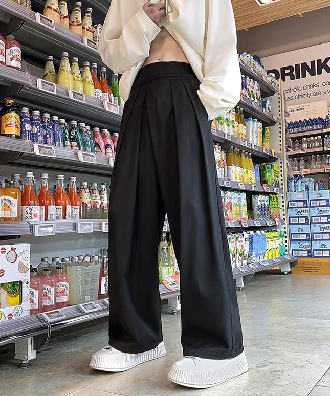 Męskie eleganckie spodnie z szerokimi nogawkami