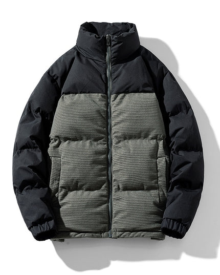 Męska kurtka zimowa puchowa z kontrastowymi kolorami