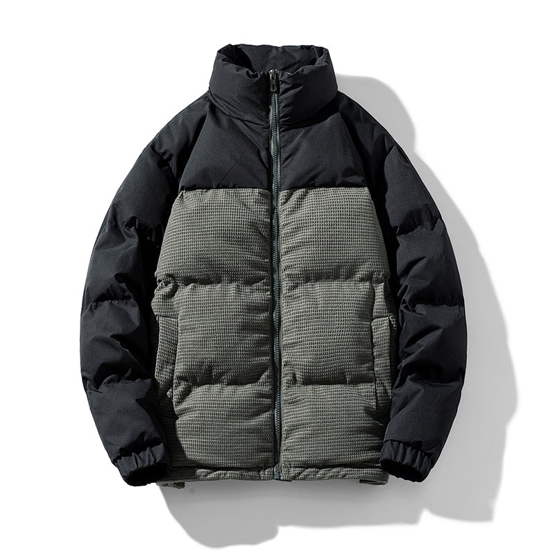 Męska kurtka zimowa puchowa z kontrastowymi kolorami