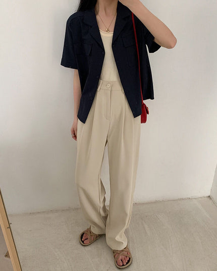 Damskie eleganckie spodnie chinosy z szerokimi nogawkami