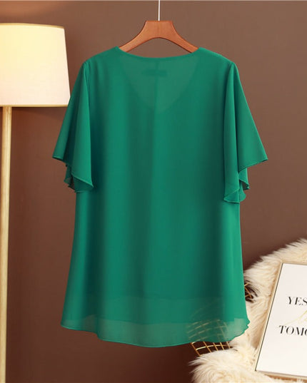 Damski T-shirt elegancki ze zwiewnego materiału