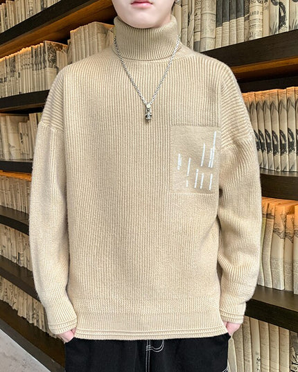 Męski sweter prążkowany typu golf