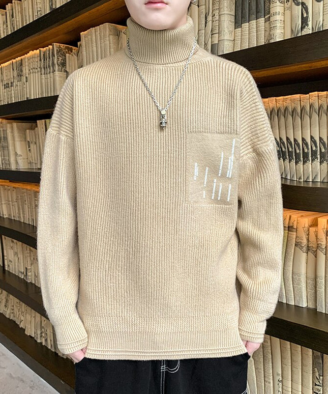 Męski sweter prążkowany typu golf