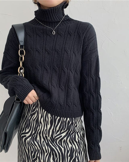 Damski sweter teksturowany z golfem