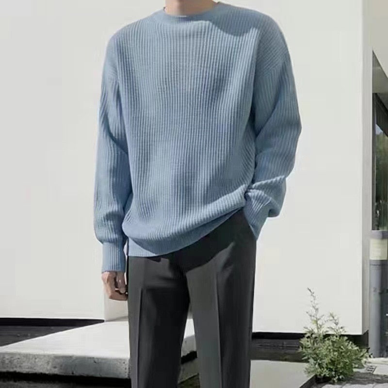 Męski sweter z dekoltem w łódkę o kroju oversize