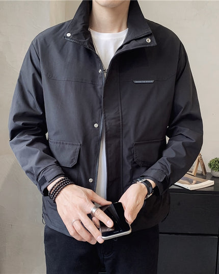 Męska kurtka przejściowa klasyczna luźna ze stójką