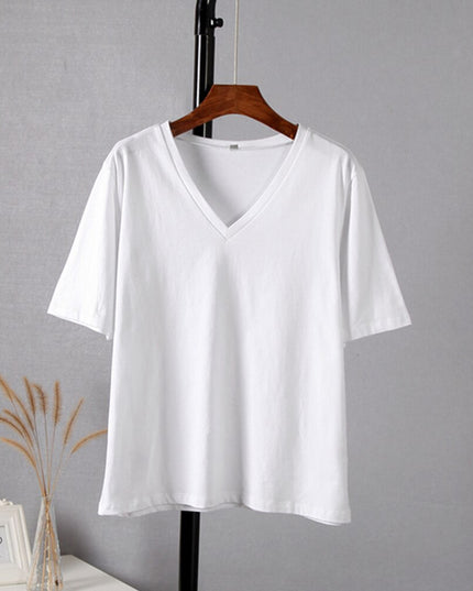 Damski T-shirt z dekoltem w serek