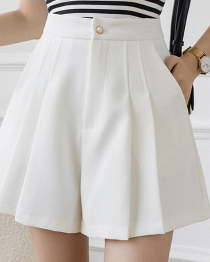 Damskie szorty eleganckie z ozdobnym guzikiem