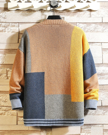 Męski sweter typu kardigan wielokolorowy