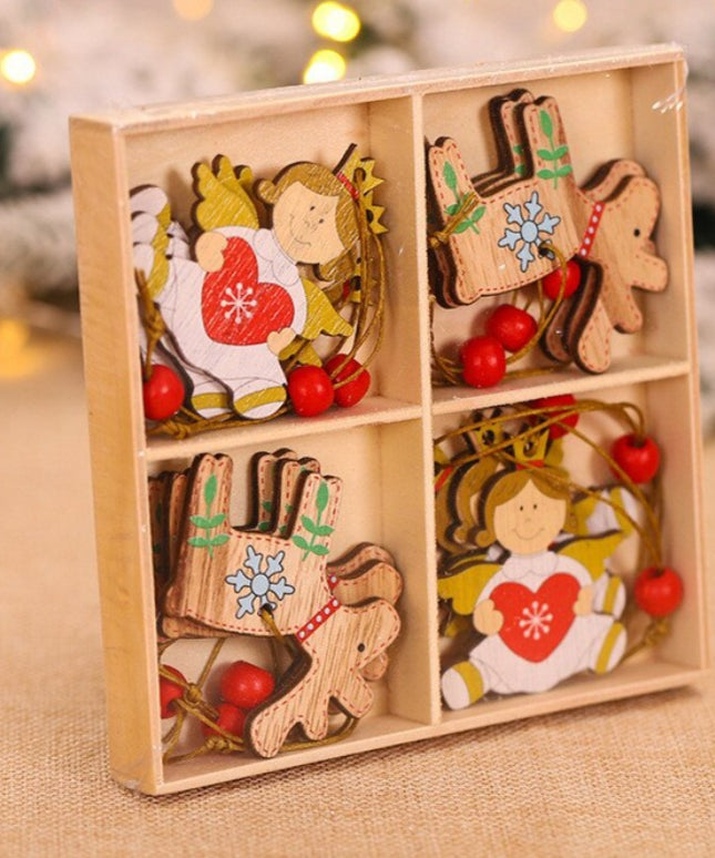 Świąteczne ozdoby wiszące w kształcie aniołka i renifera