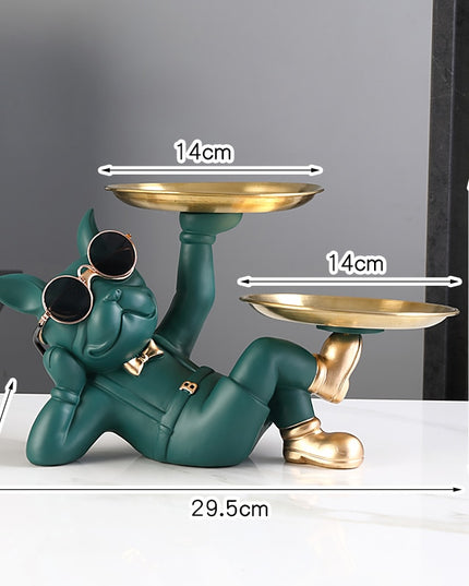 Figurka funkcjonalna buldog francuski z dwiema tacami