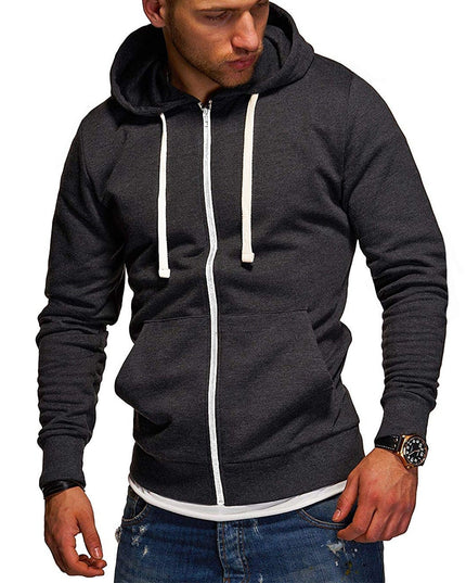 Męska bluza z kapturem rozpinana z białymi wstawkami