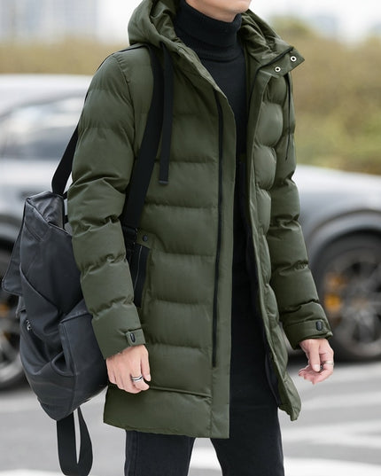 Męska kurtka zimowa długa z kapturem