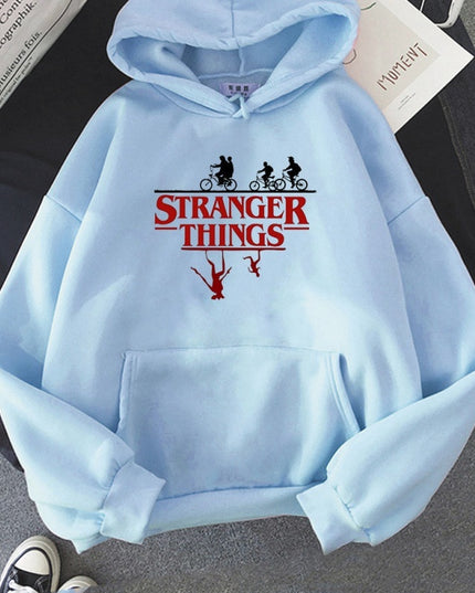 Damska bluza z kapturem z napisem STRANGER THINGS