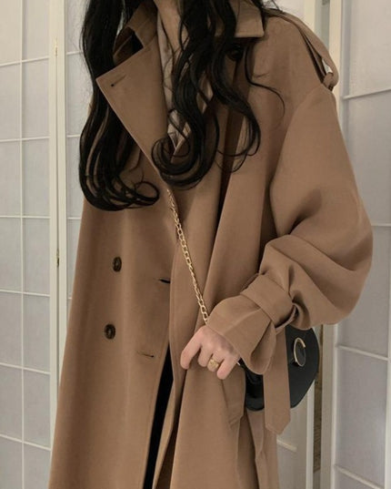 Damski płaszcz długi dwurzędowy oversize