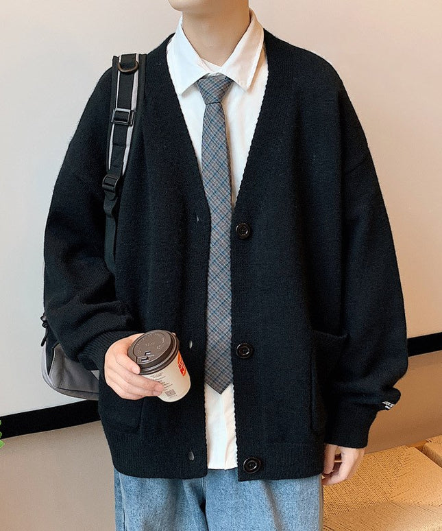 Męski sweter typu kardigan zapinany na guziki