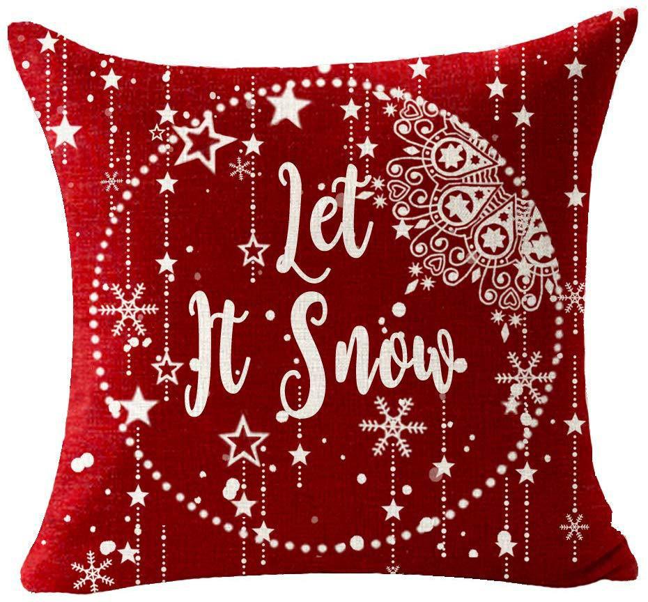 Świąteczna poszewka na poduszkę z napisem Let it snow
