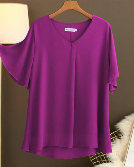 Damski T-shirt elegancki ze zwiewnego materiału