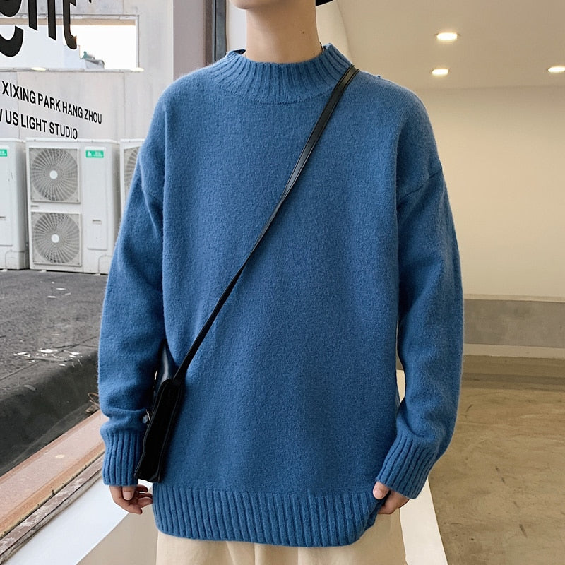Męski sweter typu półgolf o kroju oversize