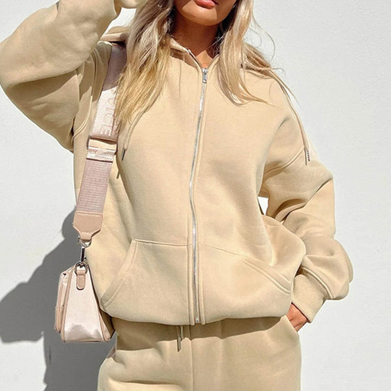 Damska bluza oversize rozpinana z kapturem