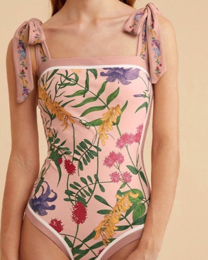 Damski jednoczęściowy strój kąpielowy dwustronny z wiązanymi ramiączkami